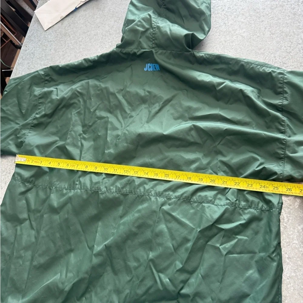 J.Crew Forest Green Hooded Anorak Windbreaker Pullover Jacket L